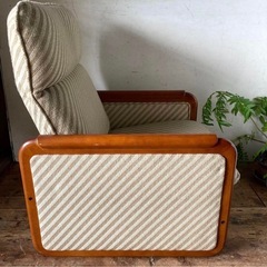 オールドカリモク 国産ヴィンテージ レトロ リクライニング シングルソファの画像