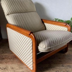 オールドカリモク 国産ヴィンテージ レトロ リクライニング シングルソファの画像