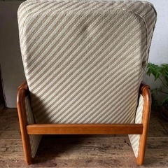 オールドカリモク 国産ヴィンテージ レトロ リクライニング シングルソファの画像