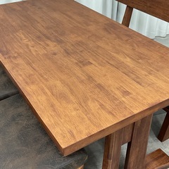 KL-1【新入荷　アウトレット品】晩秋150 レザーファブリック　ベンチダイニング４点セット　ブラウンの画像