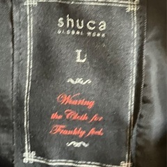 shuca GW ウール混 変形フードコート L 黒に近い濃紺の画像