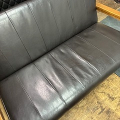 【ジャングルジャングル深井店】★ソファー2人用 合皮 黒 ブラック ソファー 家具 堺市（中区 堺区 東区 西区 南区 北区）和泉市 河内長野市 富田林市 松原市 狭山市 深井 【FU3013】の画像