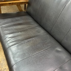 【ジャングルジャングル深井店】★ソファー2人用 合皮 黒 ブラック ソファー 家具 堺市（中区 堺区 東区 西区 南区 北区）和泉市 河内長野市 富田林市 松原市 狭山市 深井 【FU3013】の画像