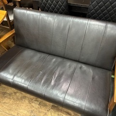 【ジャングルジャングル深井店】★ソファー2人用 合皮 黒 ブラック ソファー 家具 堺市（中区 堺区 東区 西区 南区 北区）和泉市 河内長野市 富田林市 松原市 狭山市 深井 【FU3013】の画像