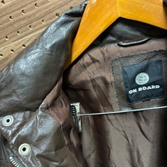 【価格相談応じます★】ON BOARD ブラウン レザー ダウンジャケット　本革ブラウン メンズ　LLの画像