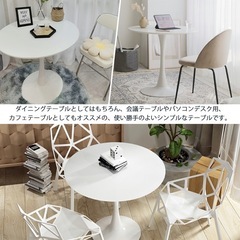 (決まりました)丸テーブル ホワイト 直径80cm (北欧 韓国 カフェ)の画像