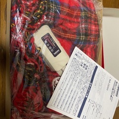 【ほぼ新品】Sugiyama 電気毛布 赤　レッド・チェック柄の画像