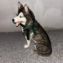 🐺✨ 【陶器】シベリアンハスキー 置物 / オブジェ / インテリアの画像