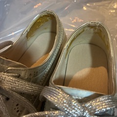 21.5cm☆シルバー厚底靴の画像