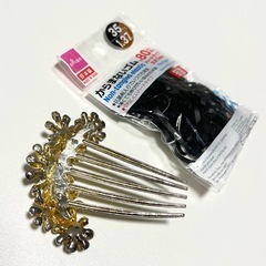 ヘアコーム　ヘアピン類42本程　からまないヘアゴム35mmの画像