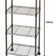 キャスター付スチールラック　ブラウンの画像