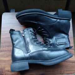 新品 22.5cm レディース ブーツ ブラック 厚底 シューズ サイドゴア 識別番号:【B177-S】の画像