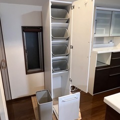 ディノス★キッチン分別タワーダストボックス 5分別　幅約36.5cm ペール白系の画像