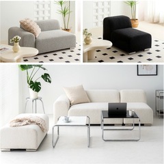 【美品】ブークレ生地 2人掛け 2P  ソファ ホワイトの画像