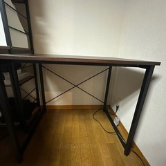 美品！幅広で作業しやすい！シンプルでお洒落なPCデスク/ワークデスク（ダークブラウン×ブラックスチール）の画像