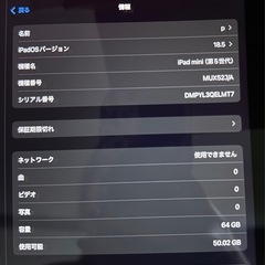 iPad mini5 WiFi+Cellularモデル 64GBの画像