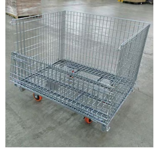 メッシュパレット　台車付き　新古品　スチール製　網パレット
