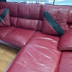 ニトリ　革製3人掛けカウチソファ　定価169.900-の画像