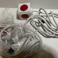 POWER CUBE 電源タップ 5個口 延長コード3m 赤　2本の画像