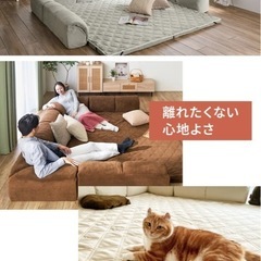 ベルーナ　ゆったりまったりクッション一体型ラグ　ネイビーの画像