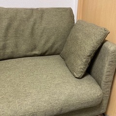 3人がけ ソファ 緑 ふかふか クッション付き 洗えるカバー 【12/7まで！】の画像