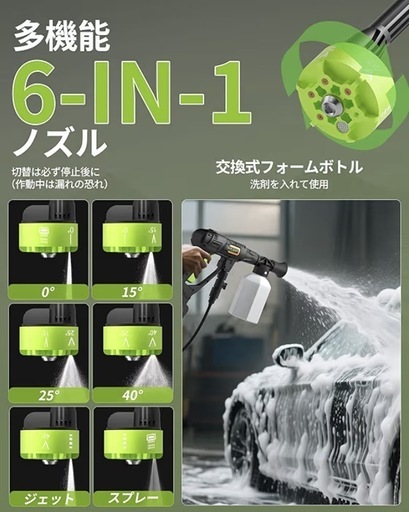 【新品未使用】コードレス高圧洗浄機 990 PSI 21V 大容量バッテリー式 充電式