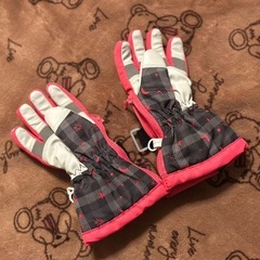 【80〜90cm】防水スキーグローブ 黒とピンクの画像