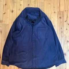 CHERESKIN 長袖フェイクスウェードシャツ L パープルネイビー 濃紺紫の画像
