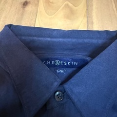 CHERESKIN 長袖フェイクスウェードシャツ L パープルネイビー 濃紺紫の画像