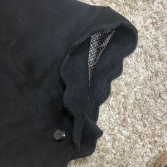 ラビットファー付きポンチョ・ケープコート　ブラック/Lサイズ　　2WAYの画像