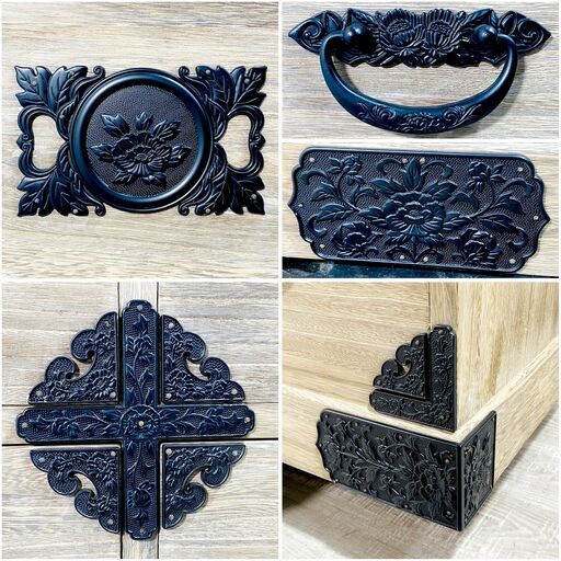 【未使用保管/金具美品】和箪笥 チェスト 総桐箪笥 時代箪笥風 錺金具 時代仕上げ 木製 整理箪笥 収納家具 エイジング加工 E1EX0310