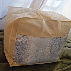 羽毛布団 ハンガリーホワイトダウン93％・1.3kg シングル2層キルト 京都金桝製 収納袋付の画像