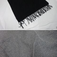 ( E-87 )マフラー ２つセット ブラウン ブラック 黒 フリンジ UNIQLO ユニクロ 361-470021 中古の画像