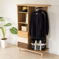 大川家具ハンガーラック&引出し収納の画像