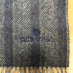 ミラショーンmila schonマフラー ストール ショール スカーフグレーグレイねずみ色灰色紺色系 ネイビーダークブルーストライプレディースlady's LADYS女性用婦人ウィメンズ（women’s） メンズ（men’s）男性用、紳士 ユニセックス男女兼用の画像