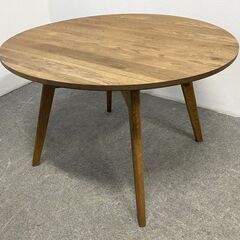 unico/ウニコ ADDAY/アディ ダイニング3点セット ラウンドテーブル φ1100/チェア×2脚 天然木 オーク 木目 中古家具 店頭引取歓迎 R10263の画像