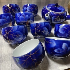 深川製磁 茶器揃 瑠璃葡萄 急須 湯呑×9 有田焼 和食器の画像