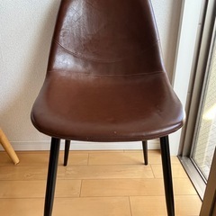 ダイニングチェア　2脚　レザー　　ブラウン　2脚の画像
