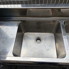 2層式シンク　流し台　ステンレス  約高さ95×幅150×奥行60㎝　1205-01の画像