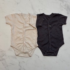 ベビー ロンパース肌着 前あき 長袖2枚+半袖2枚の画像