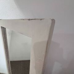 姿見 全身鏡 ホワイト リメイク品 木製 チェーンつきの画像