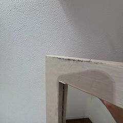 姿見 全身鏡 ホワイト リメイク品 木製 チェーンつきの画像