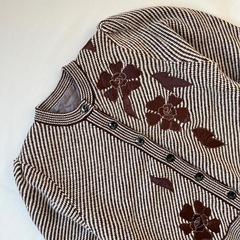 秋冬 花柄刺繍 ニットカーディガン 長袖の画像