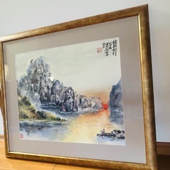 お値段相談ください　
高級感あふれる桂林山水画　額縁付き の画像