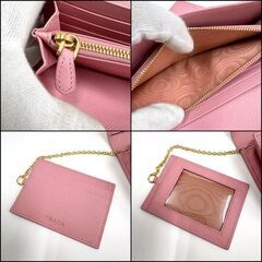 NR83　kt16456tm　【PRADA】パスケース付長財布　サフィアーノレザー　ピンク×ゴールド金具　1MH132の画像