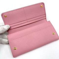 NR83　kt16456tm　【PRADA】パスケース付長財布　サフィアーノレザー　ピンク×ゴールド金具　1MH132の画像