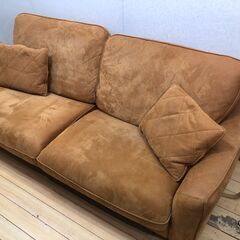 リラックスフォーム RELAXFORM 3人掛けソファ コーデュロイ調 キャメル クッション付 北欧風 おしゃれ リビング用　【糸島市内 送料無料】112901-1-035の画像