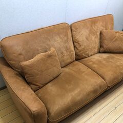 リラックスフォーム RELAXFORM 3人掛けソファ コーデュロイ調 キャメル クッション付 北欧風 おしゃれ リビング用　【糸島市内 送料無料】112901-1-035の画像