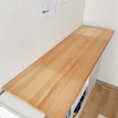 収納棚 カラーボックス3個 木のテーブル カウンターの画像