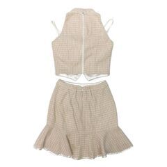 【an / アン】ツイード フロントジップ リボン セットアップ ミニドレス キャバドレスの画像